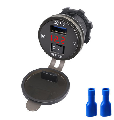 Quick Charge 3.0 USB Car Charger Socket Ψηφιακή οθόνη Voltmeter USB Charger Socket with ON-OFF Switch for Car Motorcycle ATV