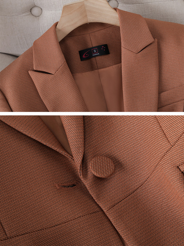 Negru cafea mov Blazer cu un singur buton și costum pantalon formal femei doamne cu mânecă lungă îmbrăcăminte de lucru pentru afaceri Set subțire 2 piese