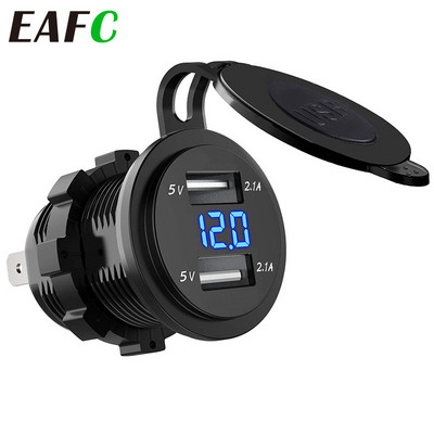 Kettős USB port 12V/24V vízálló motorkerékpár motorkerékpár kormány töltő 5V 2.1A adapter tápegység aljzat mobiltelefonhoz