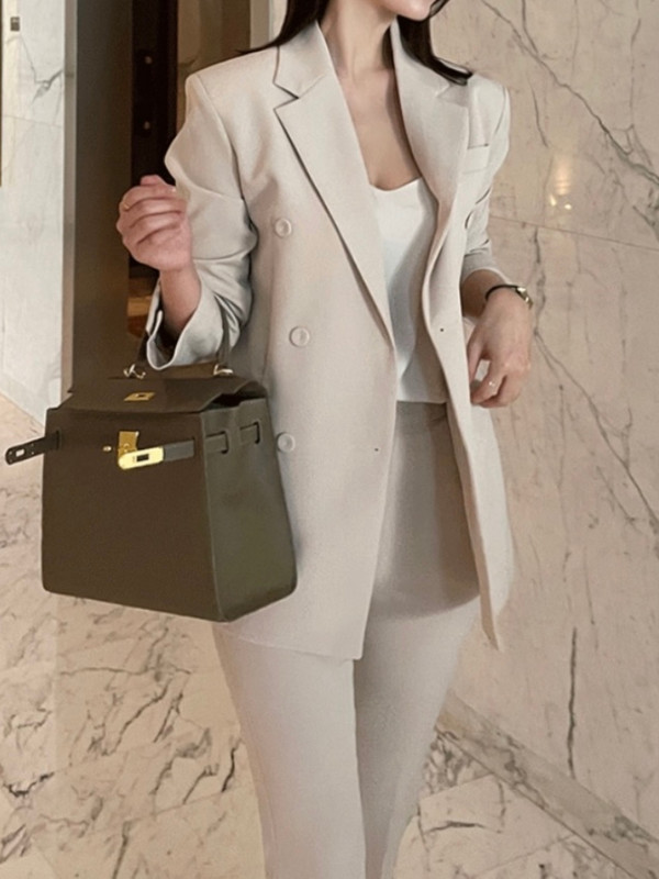 Ženski proljetni, elegantni, ležerni sako s hlačama, jakna s dugim rukavima i 2-dijelni komplet hlača s olovkom, ženski modni poslovni odijelo s hlačama