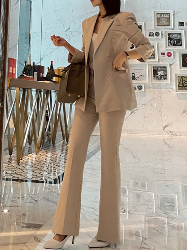 Ženski proljetni, elegantni, ležerni sako s hlačama, jakna s dugim rukavima i 2-dijelni komplet hlača s olovkom, ženski modni poslovni odijelo s hlačama