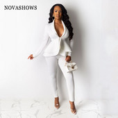 Γυναικείο Χειμερινό Λευκό Γυναικείο σετ Αθλητική φόρμα Ολόσωμο βολάν Μπλέιζερ Παντελόνι Κοστούμι δύο τεμαχίων Σετ Γραφείο Γυναικεία επαγγελματικά ρούχα