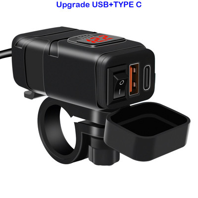 Încărcător dublu USB pentru motociclete Bloopow, 12V QC3.0, încărcător rapid, priză USB impermeabilă cu voltmetru Accesorii pentru motociclete