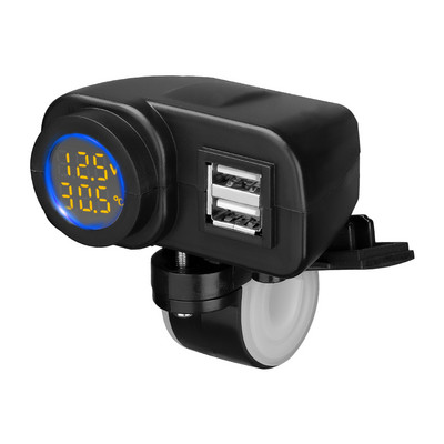 Încărcător dublu USB pentru motociclete Bloopow, 12V QC3.0, încărcător rapid, priză USB impermeabilă cu voltmetru Accesorii pentru motociclete