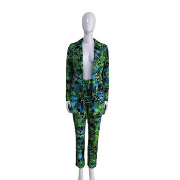 2021 Нов моден дизайнерски стилен блейзър и костюм с панталон Комплект от две части Дамски прекрасен костюм с флорални щампи