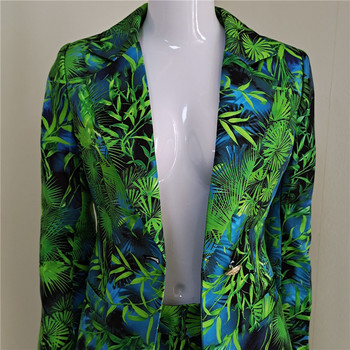 2021 Νέος Σχεδιαστής Μόδας Κομψό κοστούμι παντελόνι με σακάκι και κοστούμι Σετ δύο τεμαχίων Γυναικείο υπέροχο κοστούμι με στάμπα με λουλούδια