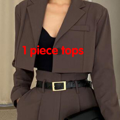 Sister Fara Elegantne kevadine naiste kaheosaline komplekt pikkade varrukatega lühikeste bleiseriga + kõrge vöökohaga, laia säärega pikad püksid, sügisene vabaaja 2-osaline komplekt