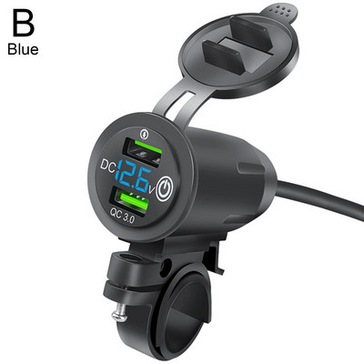 Mootorratta modifitseeritud laadija kiirlaadija, topelt-USB QC3.0 LED-voltmeeter, ekraan kahe USB laadija pistikupesaga mootorratta osad