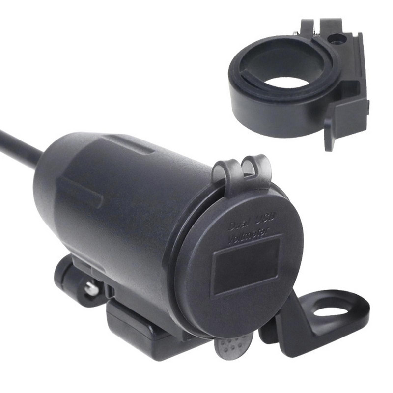 Mootorratta modifitseeritud laadija kiirlaadija, topelt-USB QC3.0 LED-voltmeeter, ekraan kahe USB laadija pistikupesaga mootorratta osad