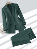 Μπεζ μαύρο χακί γυναικείο παντελόνι επίσημο σετ 2 τεμαχίων Γυναικείο επαγγελματικό φόρεμα γραφείου Μπλέιζερ και παντελόνι για το χειμερινό φθινόπωρο