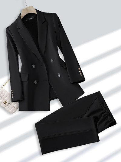 Μπεζ μαύρο χακί γυναικείο παντελόνι επίσημο σετ 2 τεμαχίων Γυναικείο επαγγελματικό φόρεμα γραφείου Μπλέιζερ και παντελόνι για το χειμερινό φθινόπωρο