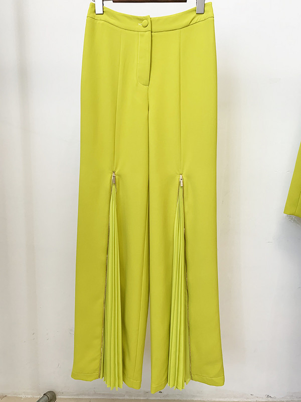 ΥΨΗΛΗΣ ΠΟΙΟΤΗΤΑΣ Νεότερο Fashion 2022 Σετ Κοστούμι Σχεδιαστή Πασαρέλα Γυναικείο σακάκι μπλέιζερ με φαρδιά πόδι πλισέ παντελόνι Σετ δύο τεμαχίων