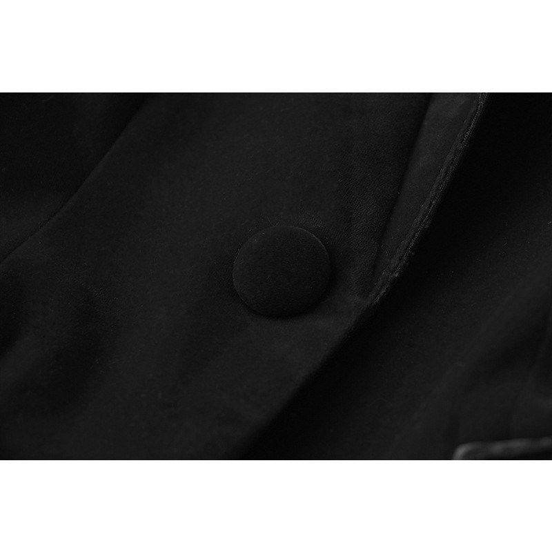Set blazer și pantaloni din catifea neagră de calitate superioară pentru femei Seturi subțiri formale din 2 piese