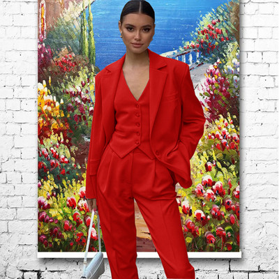 Γυναικείο κοστούμι Παντελόνι 3 τεμαχίων Επίσημο Γραφείο Work Party Fashion Jacket Γυναικείο σακάκι Παντελόνι Γιλέκο спортивный костюм женск