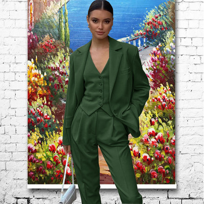 Γυναικείο κοστούμι Παντελόνι 3 τεμαχίων Επίσημο Γραφείο Work Party Fashion Jacket Γυναικείο σακάκι Παντελόνι Γιλέκο спортивный костюм женск