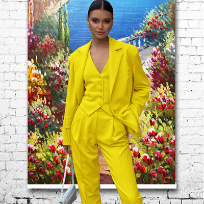 Γυναικείο κοστούμι Παντελόνι 3 τεμαχίων Επίσημο Γραφείο Work Party Fashion Jacket Γυναικείο σακάκι Παντελόνι Γιλέκο спортивный костюм женск
