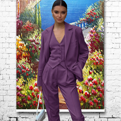 Γυναικείο κοστούμι Παντελόνι 3 τεμαχίων Επίσημο Γραφείο Work Party Fashion Jacket Γυναικείο σακάκι Παντελόνι Γιλέκο спортивный костюм женск