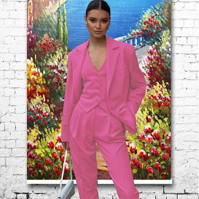 Γυναικείο κοστούμι Παντελόνι 3 τεμαχίων Επίσημο Γραφείο Work Party Fashion Jacket Γυναικείο σακάκι Παντελόνι Γιλέκο спортивный костюм женск