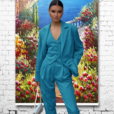 Γυναικείο κοστούμι Παντελόνι 3 τεμαχίων Επίσημο Γραφείο Work Party Fashion Jacket Γυναικείο σακάκι Παντελόνι Γιλέκο спортивный костюм женск