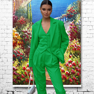 Γυναικείο κοστούμι Παντελόνι 3 τεμαχίων Επίσημο Γραφείο Work Party Fashion Jacket Γυναικείο σακάκι Παντελόνι Γιλέκο спортивный костюм женск