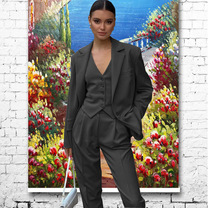 Γυναικείο κοστούμι Παντελόνι 3 τεμαχίων Επίσημο Γραφείο Work Party Fashion Jacket Γυναικείο σακάκι Παντελόνι Γιλέκο спортивный костюм женск