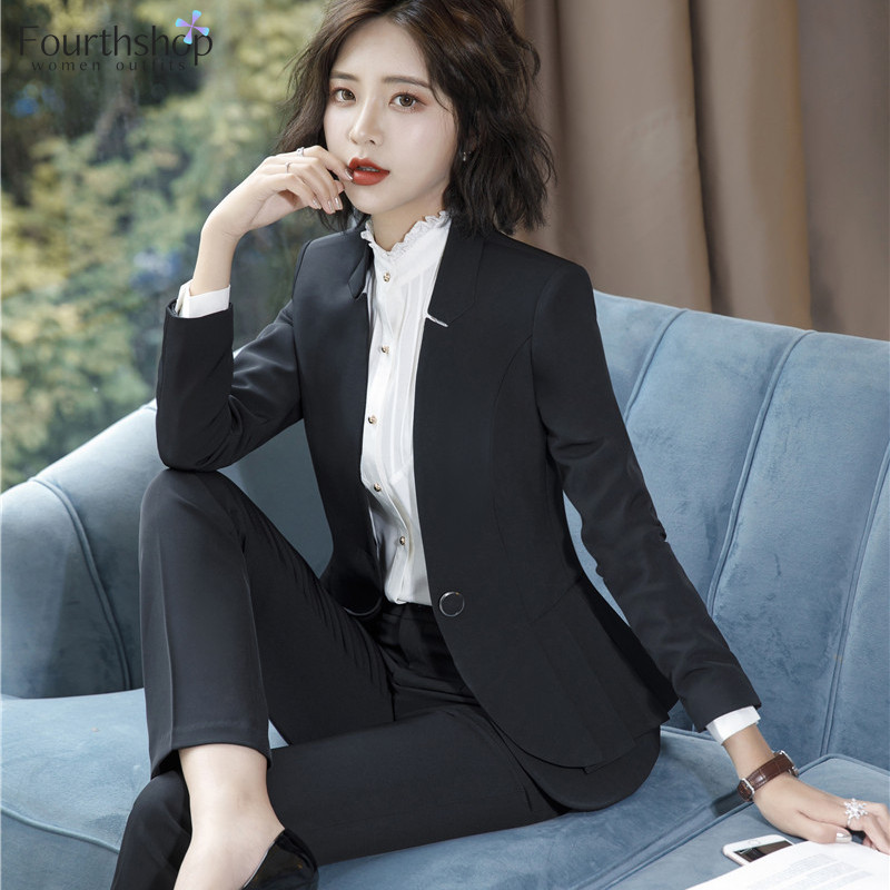 2022 Moda Business Costume Pantaloni Femei Set 2 Piese Office Lady Pantaloni Jachetă Set Blazer Costum Formal De Lucru Tinuta Femeie Haine