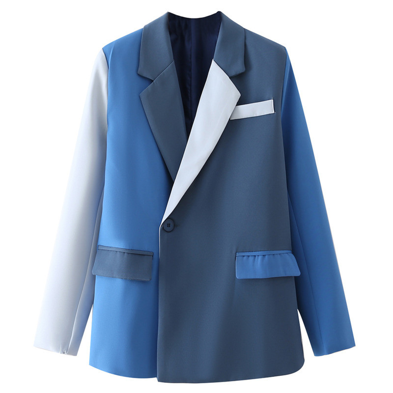 DEAT 2023 Modni novi proljetni sako s jednim gumbom + hlače ravnih nogavica kontrastne boje Ležerni dvodijelni setovi Ženski 13V1890