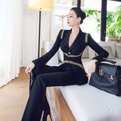 2021. aasta uus kevadsügisene naiste elegantne 2-osaline naiste nööpidega bleiseri ja lainetusega pükstekomplekt, naiste lahtised kontoriülikonnad L808