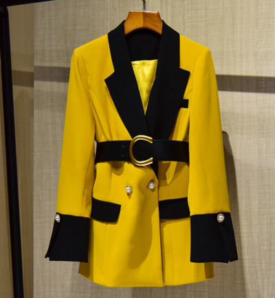 Naiste vabaaja ühevärviline pikkade varrukatega reväär Kaelusega bleiser Kevad-sügis kontoris Daami tänavarõivad või pikad püksid, mood temperament