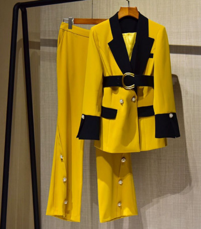 Naiste vabaaja ühevärviline pikkade varrukatega reväär Kaelusega bleiser Kevad-sügis kontoris Daami tänavarõivad või pikad püksid, mood temperament