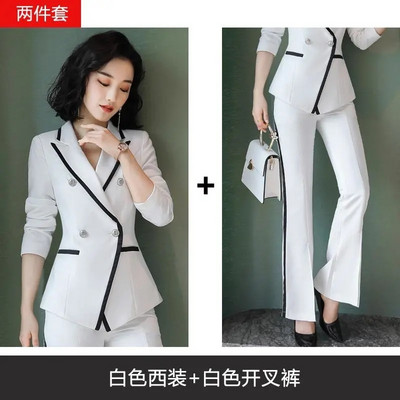 Costum formal cu pantaloni pentru femei, pentru serviciul de birou, uniformă, pentru doamne, sacou, jachetă cu pantaloni, set de vânt pentru navetă