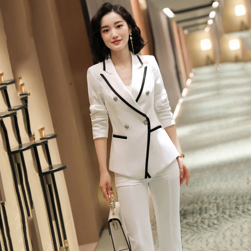 Costum formal cu pantaloni pentru femei, pentru serviciul de birou, uniformă, pentru doamne, sacou, jachetă cu pantaloni, set de vânt pentru navetă
