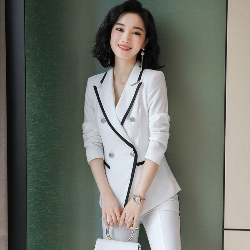 Costum formal cu pantaloni pentru femei, pentru serviciul de birou, uniformă, pentru doamne, sacou, jachetă cu pantaloni, set de vânt pentru navetă