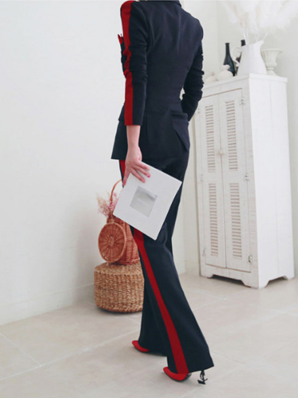 Επίσημα ρούχα 2 τεμαχίων Κομψά γυναικεία ιδιοσυγκρασία Mujer με διπλό στήθος λεπτή φόρμα blazer κοστούμι μακρύ παντελόνι Παντελόνι σετ