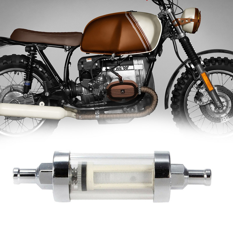 Filtru de combustibil în linie Accesoriu practic Benzină Auto Benzină Transparentă Instalare ușoară Dispozitiv de curățare a uleiului lavabil Motocicletă Metal