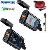 Powstationi veekindel QC 3.0 C-tüüpi mootorrattatelefoni laadija 6,4A mootorratta USB-laadija koos Voltmeeter-mootori toiteallika pistikupesaga