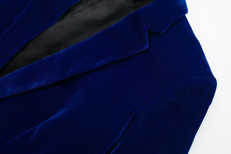 Blazer de catifea pentru femei, toamnă și iarnă 2022, la modă ocazională, cu rever cu mânecă lungă, jachetă solidă cu buzunar + pantaloni tuburi lați