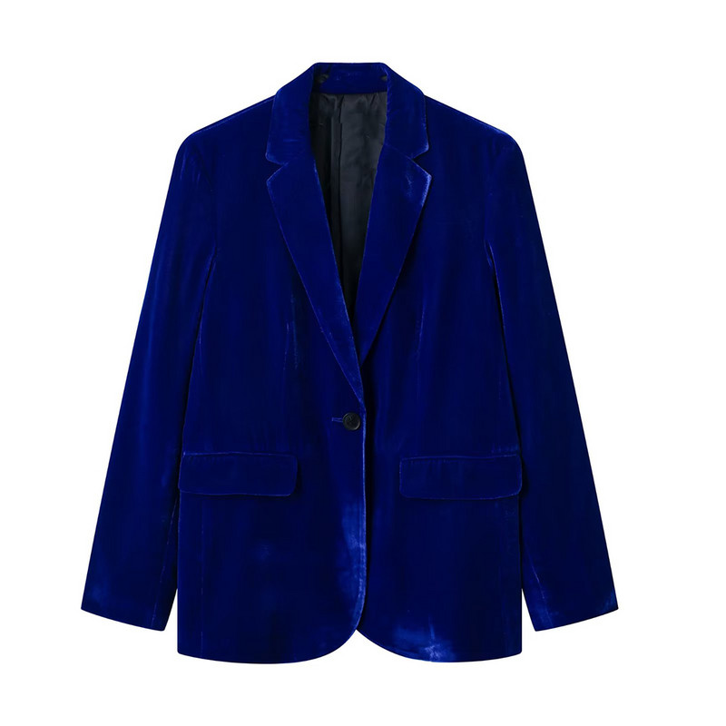 Blazer de catifea pentru femei, toamnă și iarnă 2022, la modă ocazională, cu rever cu mânecă lungă, jachetă solidă cu buzunar + pantaloni tuburi lați