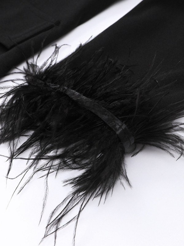 Plunksnos, moteriškas švarkas kelnių kostiumas, madingas laisvas mygtukų kišenė Prašmatnus ilgomis rankovėmis moteriškas 2 dalių rinkinys 2023 m. pavasario biuro moteriška apranga