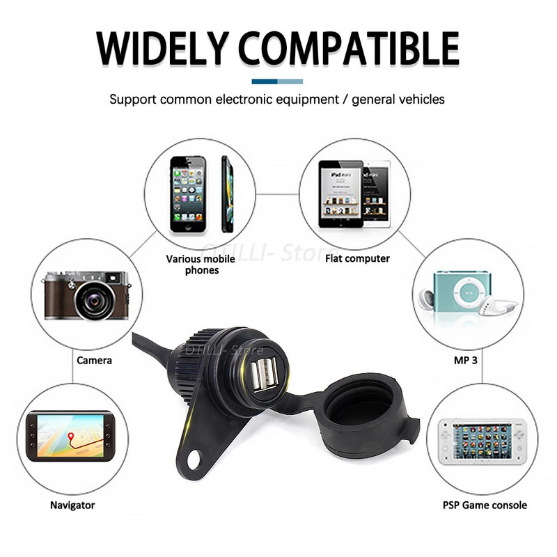 Για YAMAHA MT09 2017 - 2021 MT-09 SP XSR900 Tracer 900 MT07 XSR700 Αξεσουάρ μοτοσικλέτας Προσαρμογέας υποδοχής διπλού φορτιστή USB