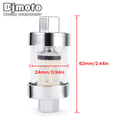 Filtru universal de combustibil cromat din sticlă reală re-curățabil în linie lung scurt 1/4'';5/16'';3/8'' 6MM 8MM 10MM