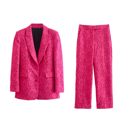 NAISTE TRAF Uus 2022. aasta kaheosaline pitskangas Slim Fit ülikond jakk Temperament naiste retro bleiser kõrge vöökohaga püksid 8483579630