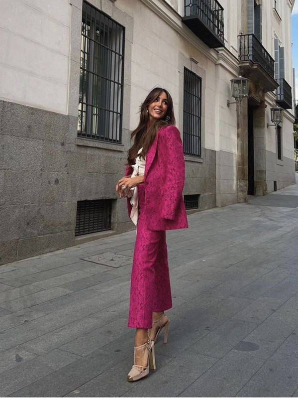 NAISTE TRAF Uus 2022. aasta kaheosaline pitskangas Slim Fit ülikond jakk Temperament naiste retro bleiser kõrge vöökohaga püksid 8483579630