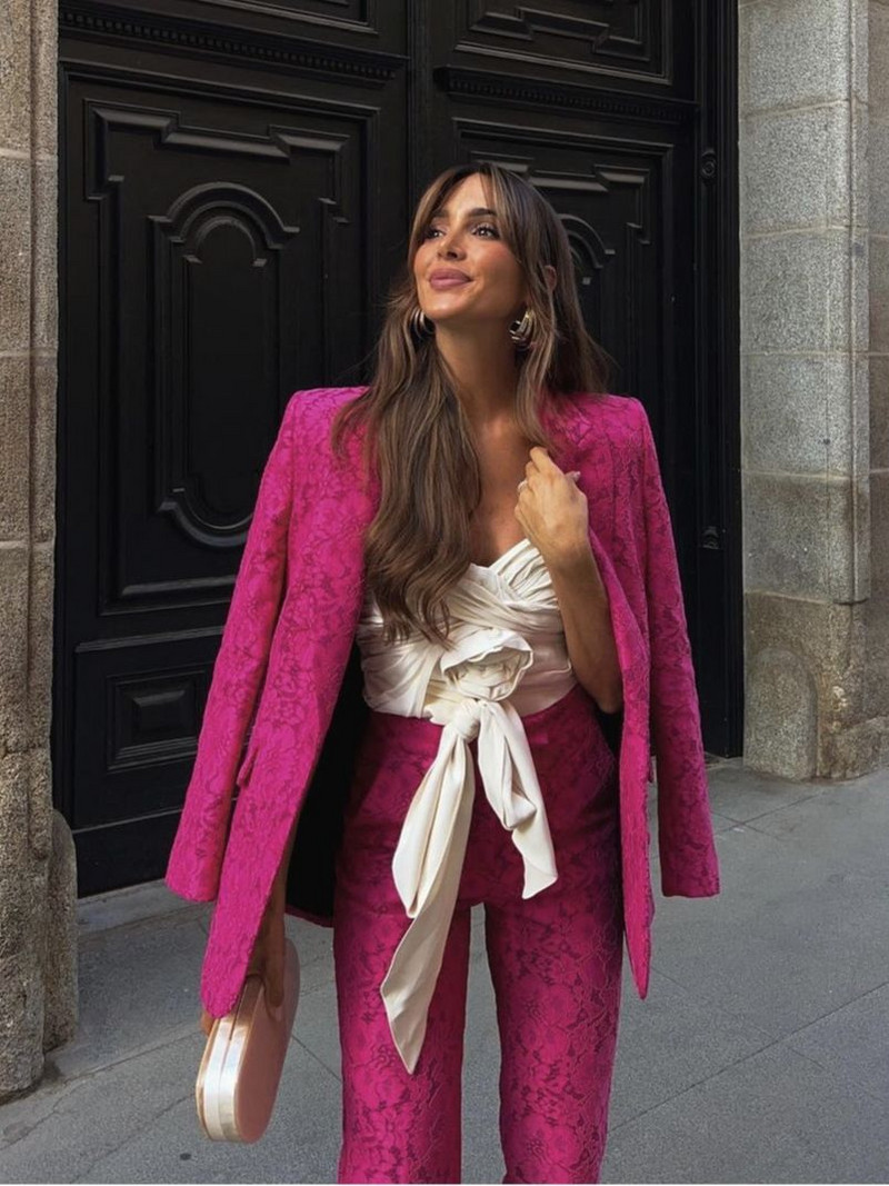 NAISTE TRAF Uus 2022. aasta kaheosaline pitskangas Slim Fit ülikond jakk Temperament naiste retro bleiser kõrge vöökohaga püksid 8483579630