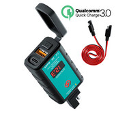 Mootorrattalaadija SAE pistik USB-tüüpi C pistikupessa 12 V USB mootorratta kiirlaadimisadapter koos voltmeetri veekindla lülitiga