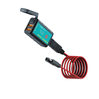 Mootorrattalaadija SAE pistik USB-tüüpi C pistikupessa 12 V USB mootorratta kiirlaadimisadapter koos voltmeetri veekindla lülitiga