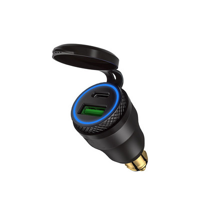 Alumiiniumist Type-C PD Power Delivery USB laadija 30W QC 3.0 kiirlaadija veekindel Hella DIN pistikupesa BMW Ducati Triumph jaoks