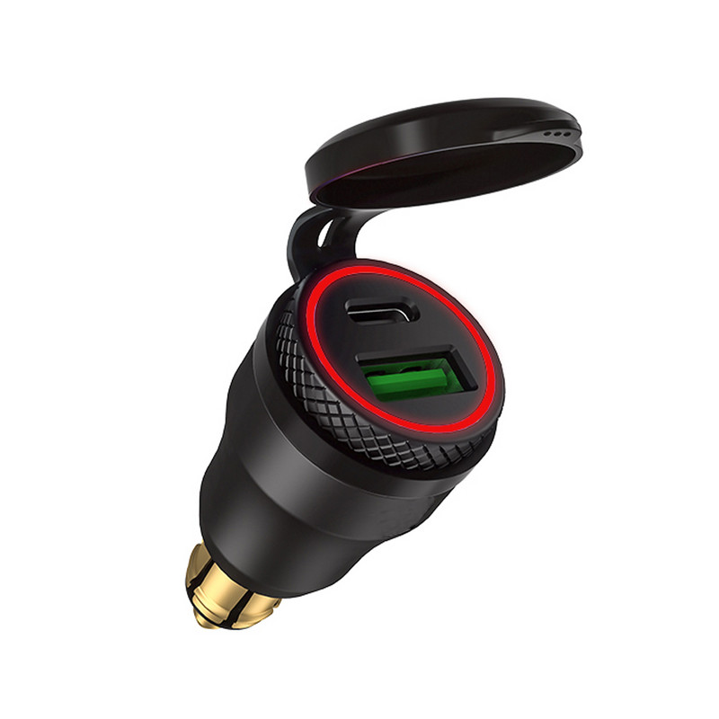 Alumiiniumist Type-C PD Power Delivery USB laadija 30W QC 3.0 kiirlaadija veekindel Hella DIN pistikupesa BMW Ducati Triumph jaoks