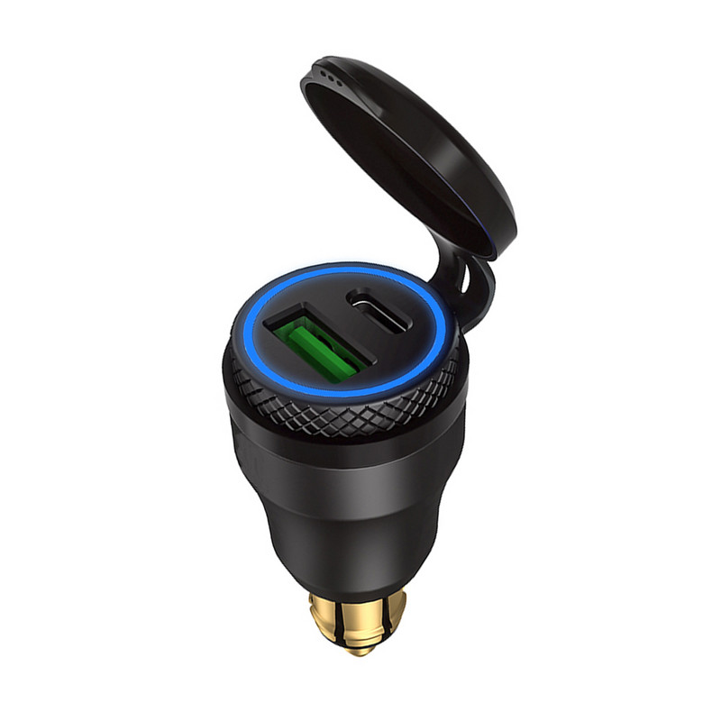 Alumiiniumist Type-C PD Power Delivery USB laadija 30W QC 3.0 kiirlaadija veekindel Hella DIN pistikupesa BMW Ducati Triumph jaoks