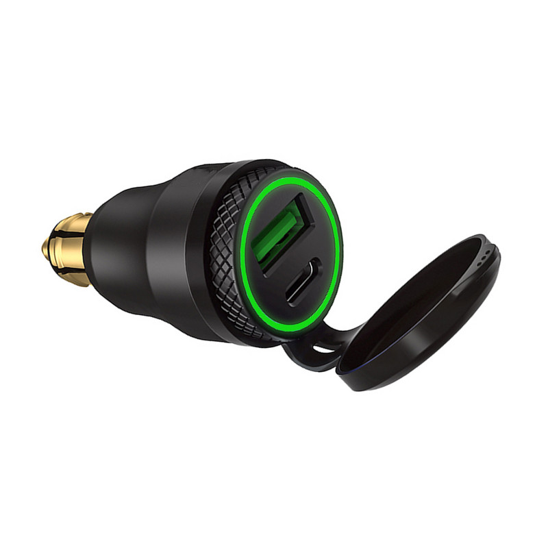 Alumiiniumist Type-C PD Power Delivery USB laadija 30W QC 3.0 kiirlaadija veekindel Hella DIN pistikupesa BMW Ducati Triumph jaoks